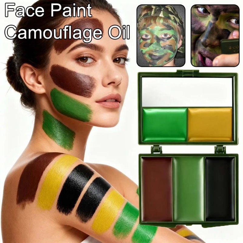 Three-Color Camouflage Face Pa - Camo Face Paint recension och pris