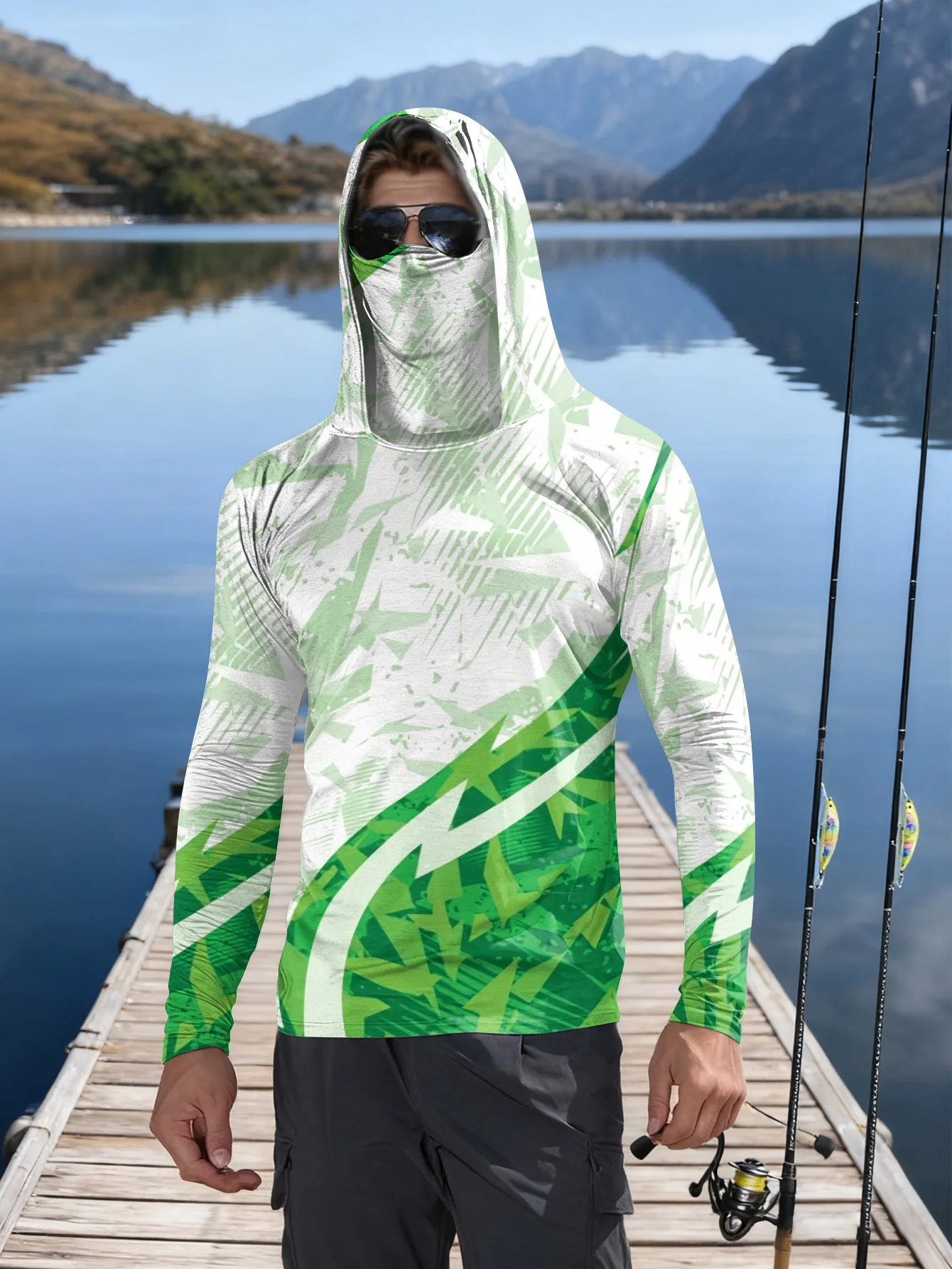 Mens Fishing Shirt Hooded UPF  - Outdoor Hunting Prints recension och pris
