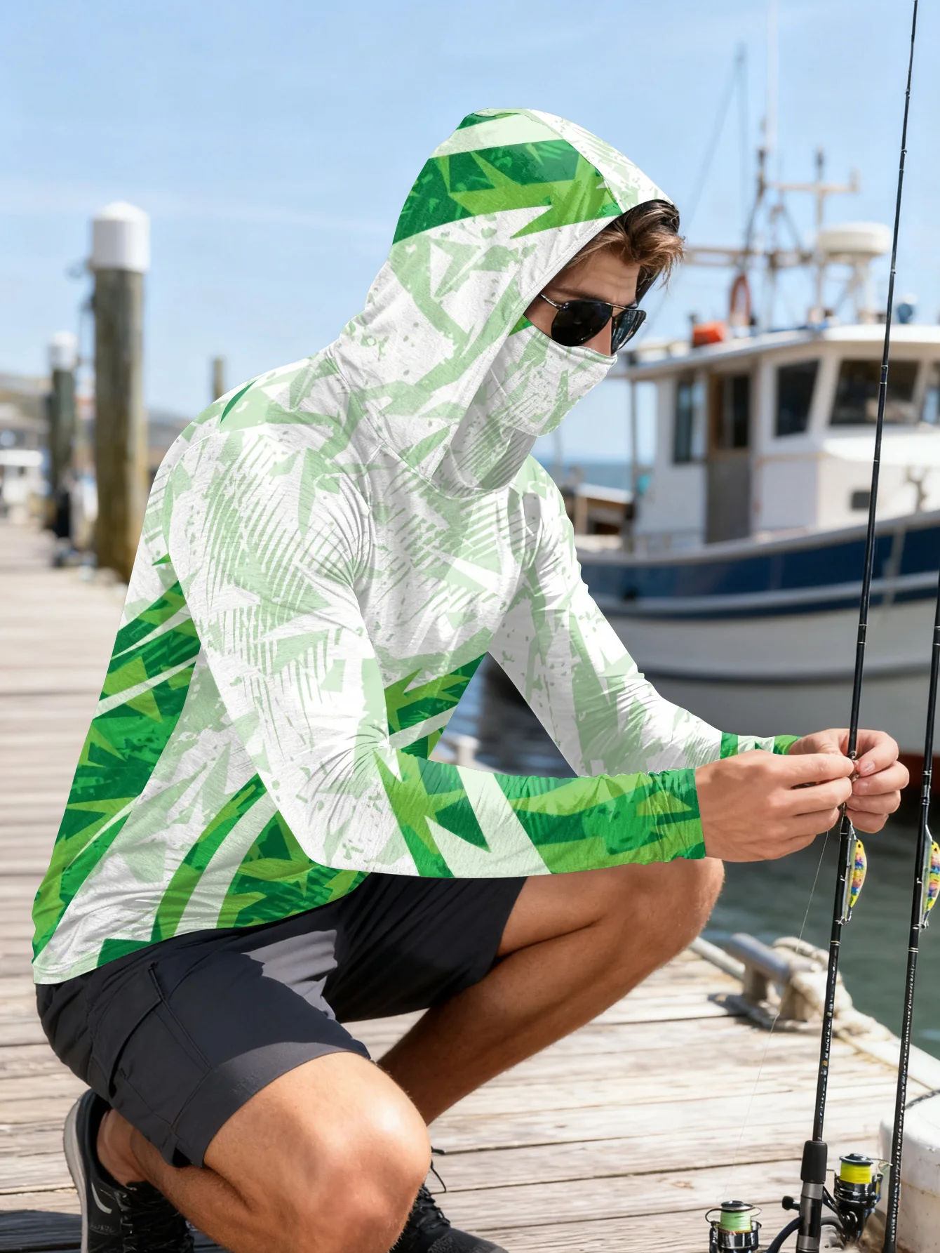 Mens Fishing Shirt Hooded UPF  - Outdoor Hunting Prints recension och pris
