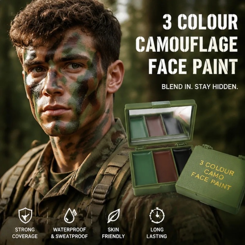 3 Colors Camouflage Face Paint - Camo Face Paint recension och pris