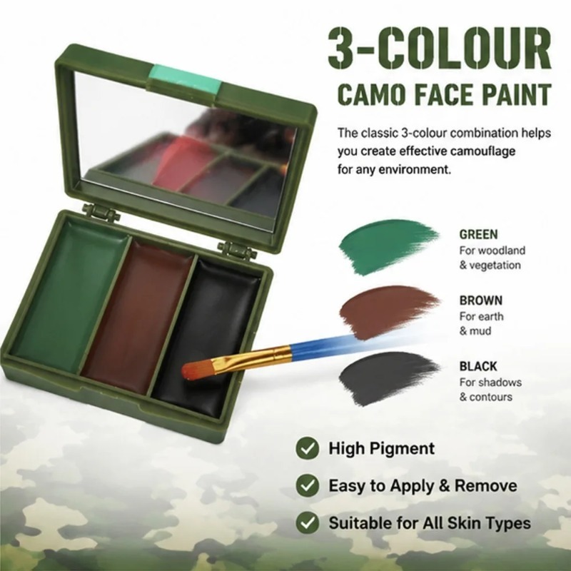 3 Colors Camouflage Face Paint - Camo Face Paint recension och pris
